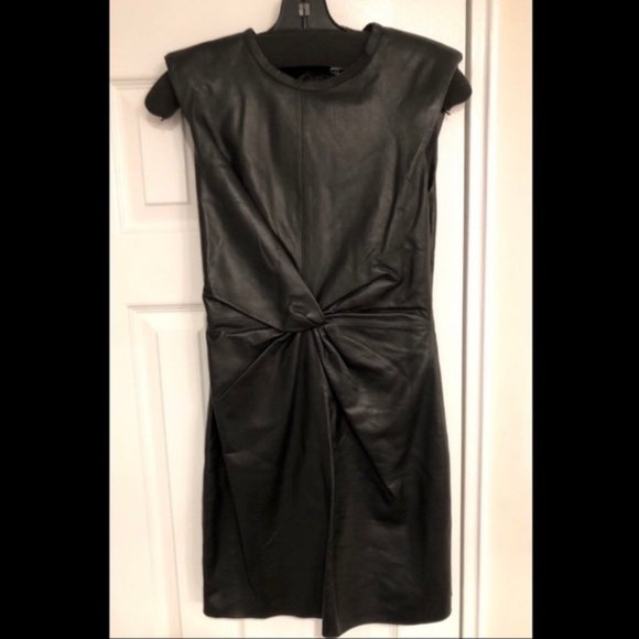 Zara Sleeveless Leather Knot Dress Black Size Large - Picture 6 of 13